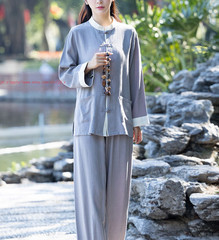 Womens Cotton Linen Kung Fu Tai Chi Uniform Martial Arts morning exercise Suit