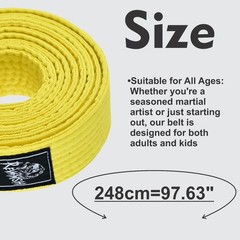 Revansh Yellow Karate Belt Martial Arts Taekwondo Judo Rank Belt Kids Adults 0-5