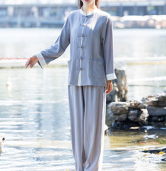 Womens Cotton Linen Kung Fu Tai Chi Uniform Martial Arts morning exercise Suit