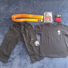 Tiger Schulmann’s Martial Arts Kids Uniform Set – Pants, Shirt, YL Gloves & Belt