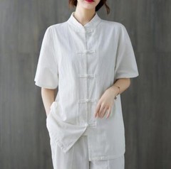 New Women’s Tai Chi Yoga Outfits Set Top+Pants Martial Arts Kung Fu Linen Suit