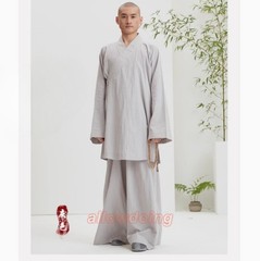 Buddhist Shaolin Monk Robe Full Set Cotton Thin Kung Fu Suit Meditation Uniforms