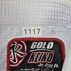 Keiko Raca Kimono Brazilian Jiu Jitsu White Gi Top Size 4 BJJ Gold Heavyweight