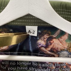 Jiu Jitsu Gi Size A2 Olive Green Biblical Scene Genesis 32 Brazil USA Japan Flag