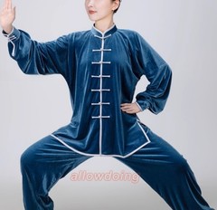 Fall Winter Unisex Tai chi Uniforms Korean velvet Kung fu Martial arts Suit Warm