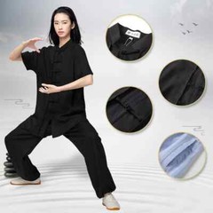 Short Sleeve Kung Fu Shirts Vintage Sport Tops Martial Arts Tai chi Uniform