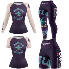 Women’s MMA BJJ Training Shorts Sets Rashguard Gym Jiu-Jitsu Wristlock No Gi