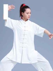 Summer Kung Fu Shirts Wing Chun Sport Tops Martial Arts Taichi Uniform White