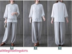 Women’s Cotton Linen Shirts +Pants Tai Chi Sets Blouse Arts Kung Fu Su Uniforms