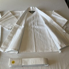 Century Student Uniform Kids Size 00 4-6 White Belt Karate Martial Arts 6 Oz