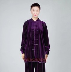 Fall Winter Unisex Tai chi Uniforms Korean velvet Kung fu Martial arts Suit Warm