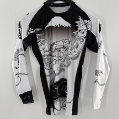 Fuji MMA BJJ Jiu Jitsu Long Sleeve LS Rashguard Rash Guard Sakana Black/White XL