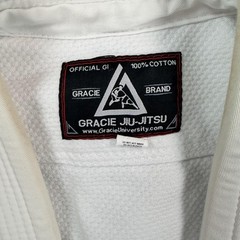 Gracie Academy Jiu-Jitsu Gi Set Mens Large 4/170 White Kimono Pants Belt Weave