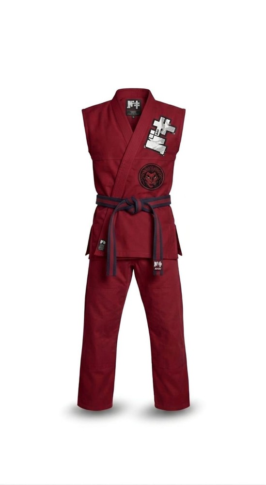 Sleeveless Red Brazilian Jiu Jitsu Gi -Premium BJJ Gi with Lion Embroidery &Belt