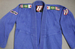 Revgear Jiu-Jitsu Gi Jacket Unisex A2 Blue Cotton Flags Open Front Long Sleeve