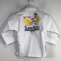 Unisex Martial Arts Super Kicks Masters Club Jacket & Belt, Size 00 – White