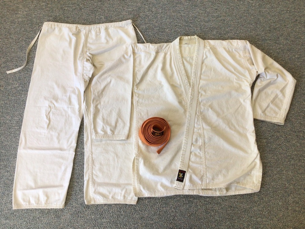 Vtg. Eagle Martial Arts / Karate / Judo Gi Uniform, Adult Size 6 & Orange Belt
