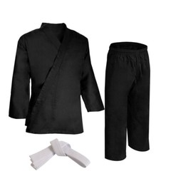 NEW Black/White Karate Uniform, Gi 7 oz Adult Kids w/White belt Tae Kwon Do