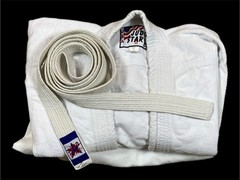 Martial arts Judo Star uniform youth size 5 heavy white cotton jacket pants belt