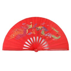 China Wu shu Kung fu Tai chi Dance Exercise fan dragon & phoenix 5Color optional