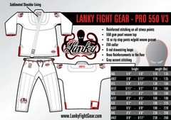 Lanky Pro Fight Gear Tall Pearl Weave Gi Jacket 550 V3 A2L Jacket White BJJ