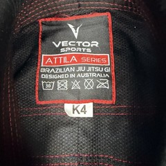 Vector Sports Attila Series BJJ Gi Top Jacket, Kids Unisex K4 Black/Red 208