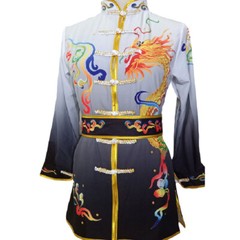 NEW Gradient Martial Arts Uniform Kung Fu Tai Chi Suit Dragon Embroidery Outfit