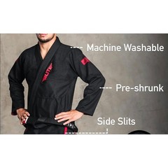 Elite Sports BJJ Gi Jacket Men Size A2 Black Red Technical Fightwear Pearl Weave