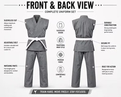Premium Grey Sleeveless Karate Uniform with White Belt | Lightweight Martial Art