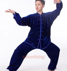 Fall Winter Unisex Tai chi Uniforms Korean velvet Kung fu Martial arts Suit Warm