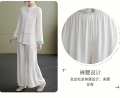 Women Tai Chi Suit Kung Fu Morning Exercise Uniform Cotton line martial arts Set