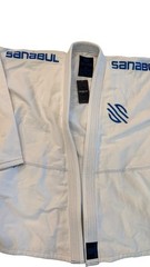 SANABUL ESSENTIAL BJJ Mens Jiu Jitsu Gi COAT ONLY Lightweight Size A4 White/Blue