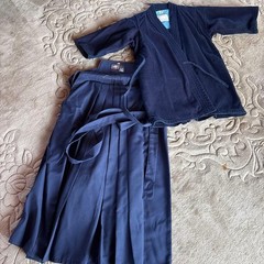 Japanese Kendo Gi Jacket Hakama Pants Set Ryu Size S Dark Blue Uniform