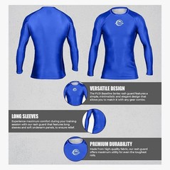 Fuji Sports Baseline IBJJF Ranked BJJ Jiu Jitsu Long Sleeve LS Rashguard – Blue