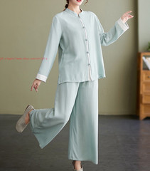 Women Tai Chi Suit Kung Fu Morning Exercise Uniform Cotton line martial arts Set