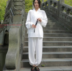Linen Unisex Shaolin Wudang Taoist Robe Tai chi Uniform Martial arts Kung fu Set