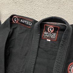 Gracie United Gi Set Adult A3 Black Jiu Jitsu Ripstop MMA Grappling *No Belt