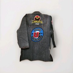 Samurai Style BJJ Gi Kimono Grey Plaid Grid Pattern Size A1 Nova Uniao Patches