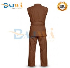 Brown Sleeveless Karate Gi Set, Taekwondo Uniform, Martial Arts Training Suit