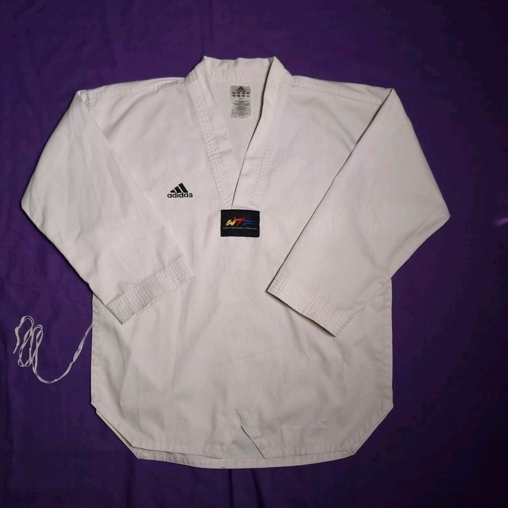 Adidas World Taekwondo Federation Uniform Gi Top Shirt 150cm White