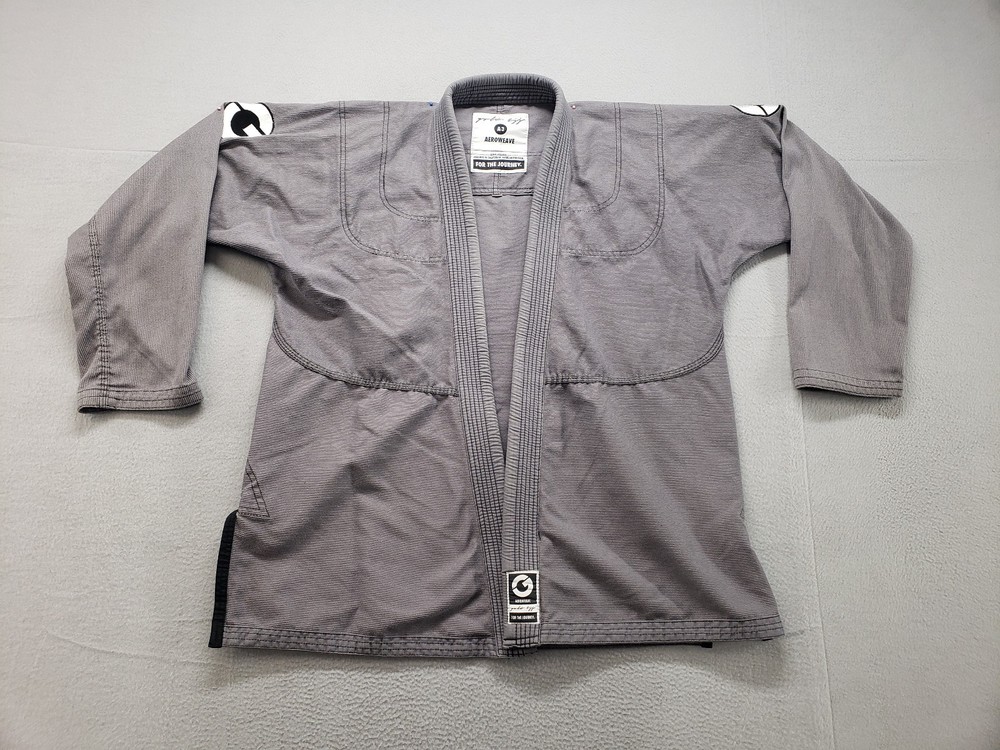 Gold BJJ Aeroweave Men Kimono Top Gray Long Sleeve Open Front 100% Cotton Active