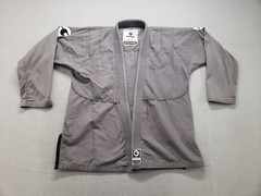 Gold BJJ Aeroweave Men Kimono Top Gray Long Sleeve Open Front 100% Cotton Active