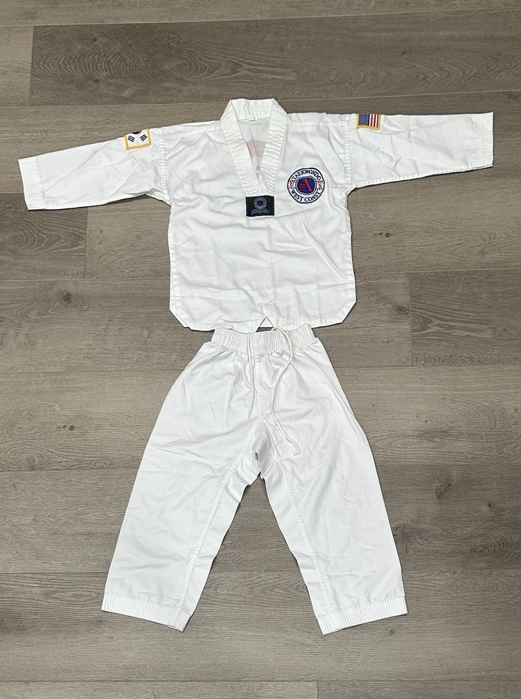 US West Coast Taekwondo Uniform Dobok Kids Size 130 White Martial Arts Set