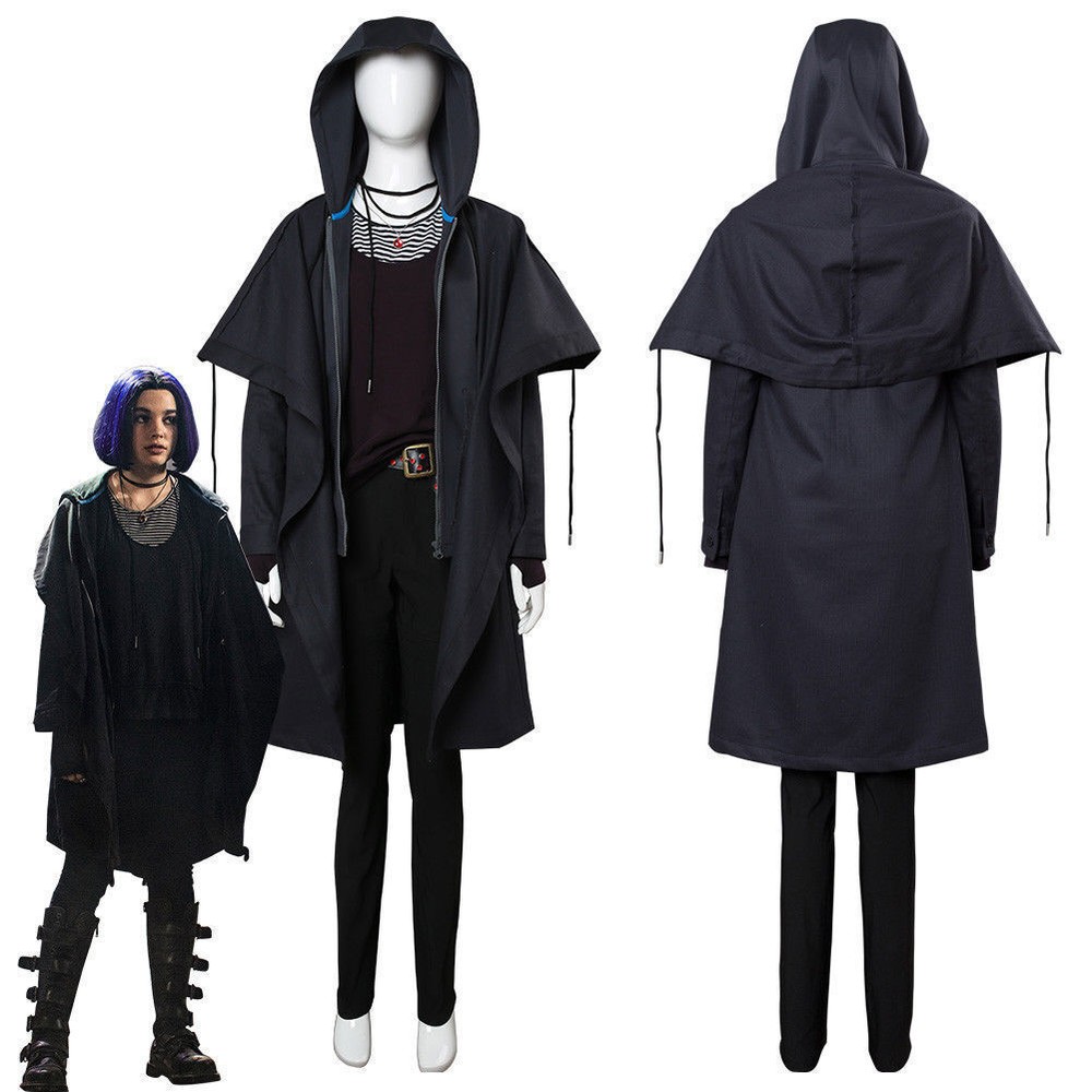 Teen Titans Rachel Roth Raven Cosplay Costume Outfit Hooded Jacket Cloak’