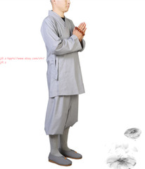 Women Men Buddhist Robes Shaolin Monk Kung fu Suit Meditation Cotton Uniforms