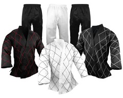 Hapkido Uniforms Set, Martial Arts Medium Weight, Diamond Stitch Black White Red