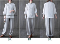 Women’s Cotton Linen Shirts +Pants Tai Chi Sets Blouse Arts Kung Fu Su Uniforms