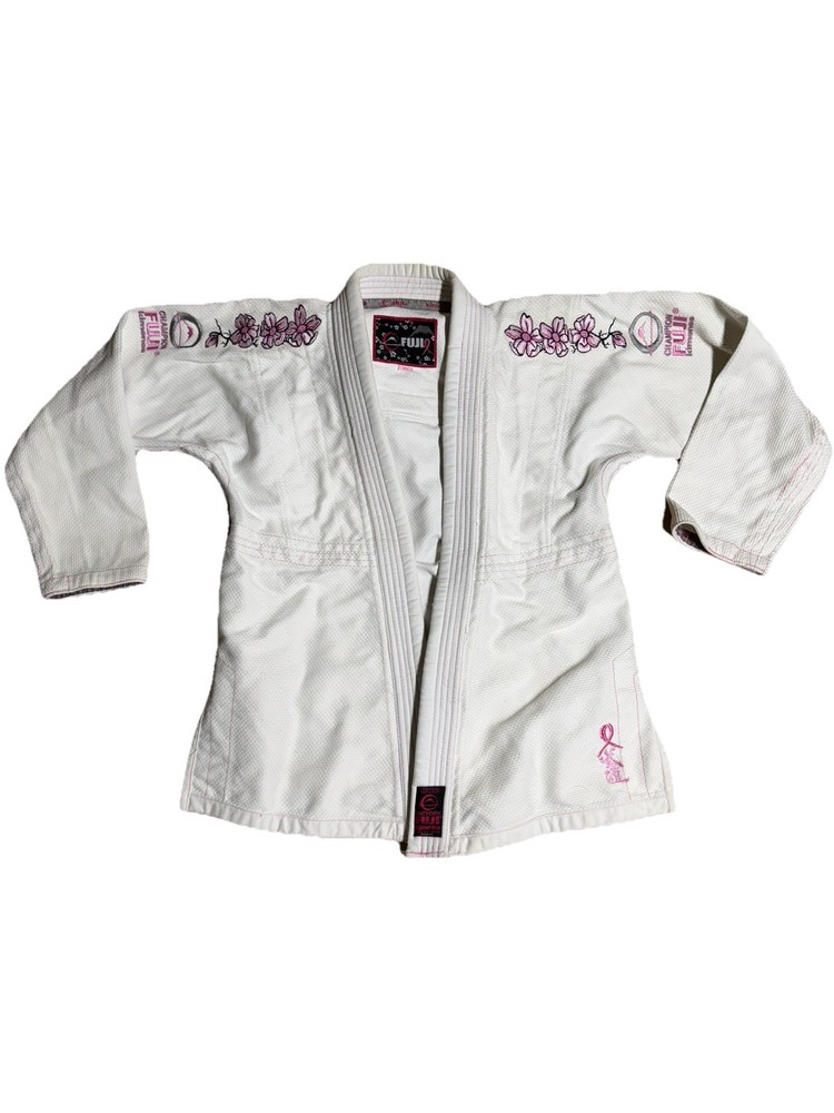 Fuji Champion Kimono Jiu-Jitsu Gi Jacket Embroidered Cherry Blossom Cancer W1