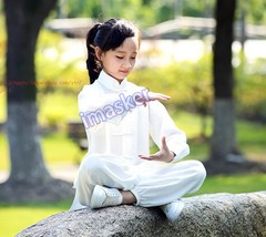Unisex Kids Tai Chi Cotton Clothing Kung Fu Uniforms Wushu Martial Arts Suit Set