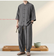 Men Tang Suit Traditional Kung Fu Tai Chi Uniform Cotton linen martial arts Suit